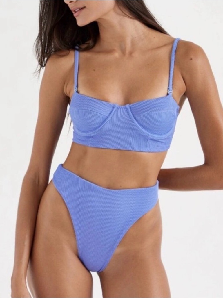 Oneone Nwt High-Cut Women’s Swim Bottom In Lauren Blue Size Medium